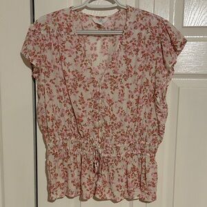 Time and Tru Pink Floral Blouse